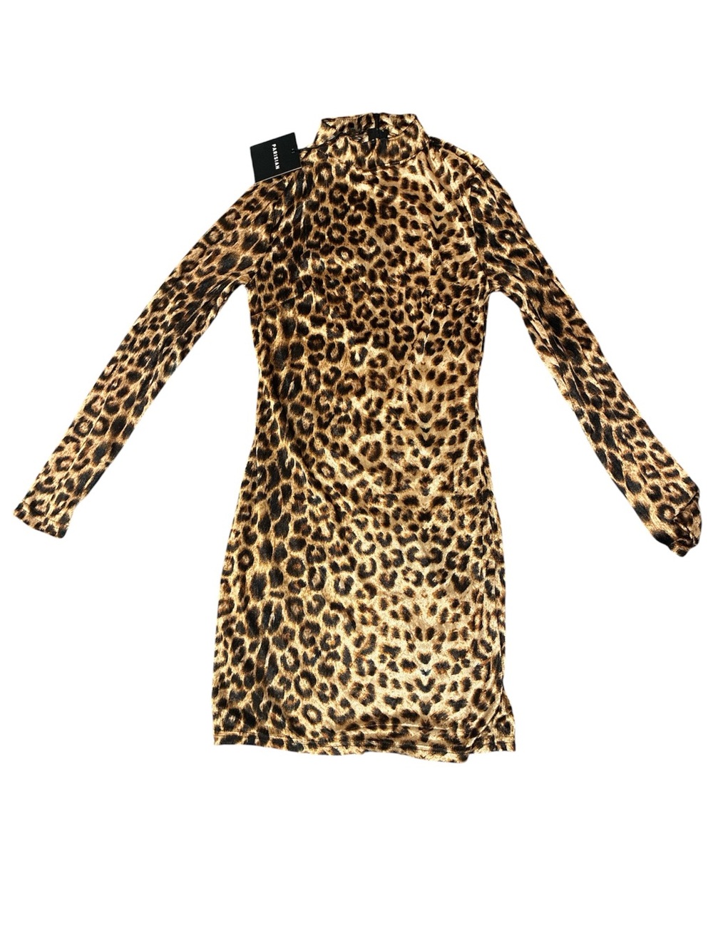 Parisian Leopard Print Bodycon Dress - Black and Tan